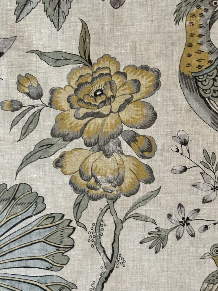 Anna французский Villeneuve желтый и серый ткани 5 ярдов льна - Изображение 4 из 4