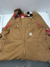 Carhartt Overalls Khaki R38 Brown Quilted Heave 42x30 Lined Canvas Work Hunting