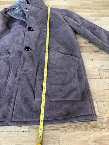 Vintage Norm Thompson Sheepskin Shearling Leather Coat 36 Large Brown Jacket image 6
