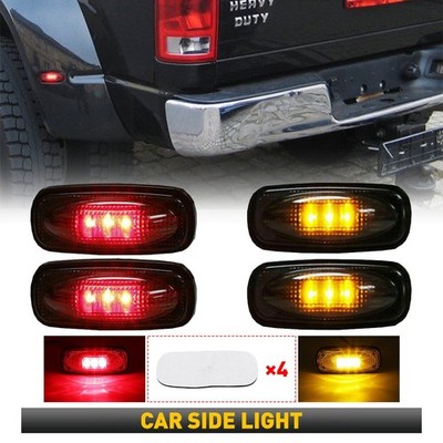 4x LED Side Smoked Rear Marker Lights For Dodge 2003-2018 Amber+Red RAM 2500 New