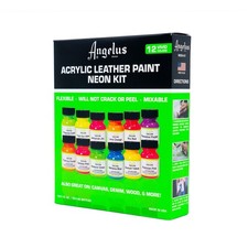 Angelus Acrylic Leather Paint Neon Kit All 12 Colors / 1 oz