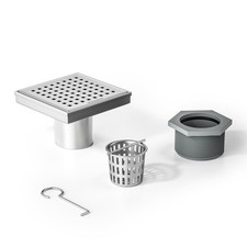 Square Shower Drain 4", 304 Stainless Steel Floor Drain with Grid Drain Cover...