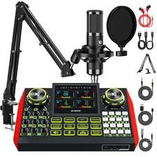 G9 Podcast Equipment Bundle,Audio Mixer Sound Board Live Sound Card,Podcast M...
