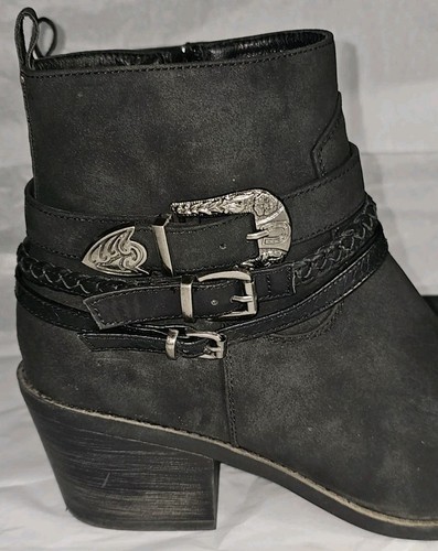 Patrizia Spring Step Hermione Vegan Leather Burnished Black Cowgirl Sz 40/ 9 US - Picture 9 of 23