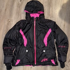 Arctiva Snowmobile Ski Jacket Womans Zip Padded Pink & Black Size XL Hooded New