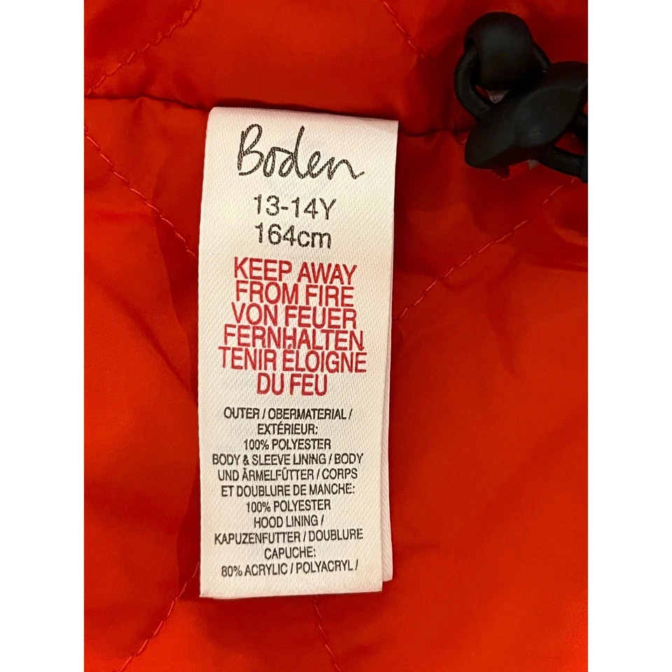 Boden Kids Puffer Jacket Hooded size 13/14 Years Navy Blue Winter Coat - Image 3 of 4