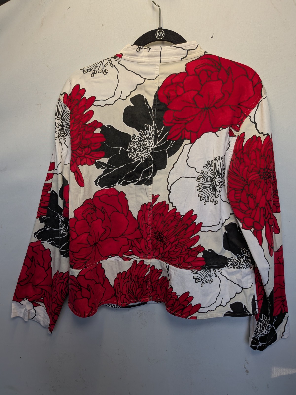 Chicos 2 Button Floral Print Patchwork Top Red Wh… - image 5