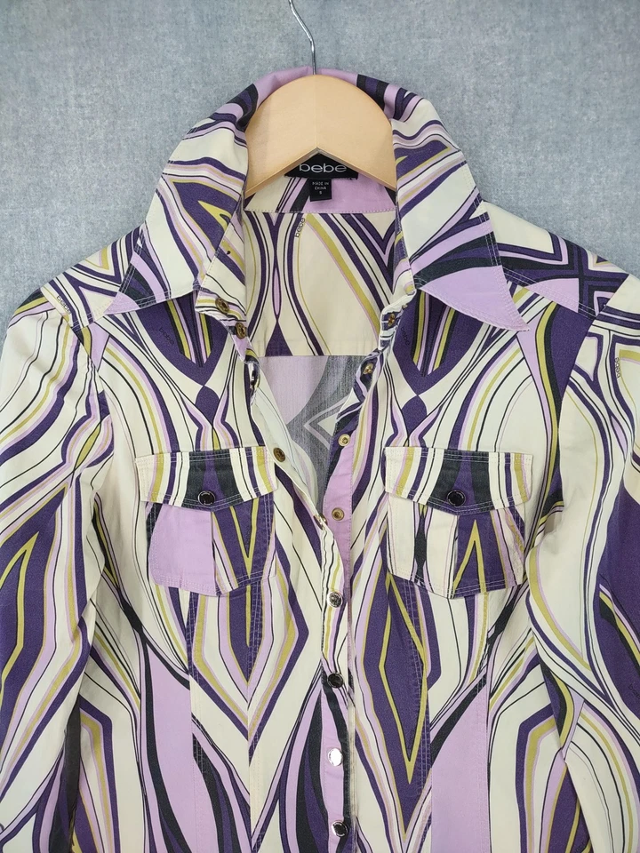 Camisa Bebe Mujer Pequeña Abstracta Artística Manga Larga Blusa Top Estampado Geométrico Foto 4 de 4