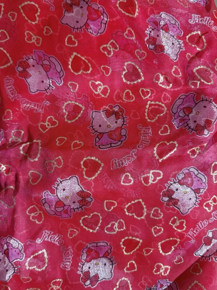 "Tela Hello Kitty de colección 8,33 yardas 43,5"" nueva dorada transparente rosa rosa blanca RARA Foto 3 de 3