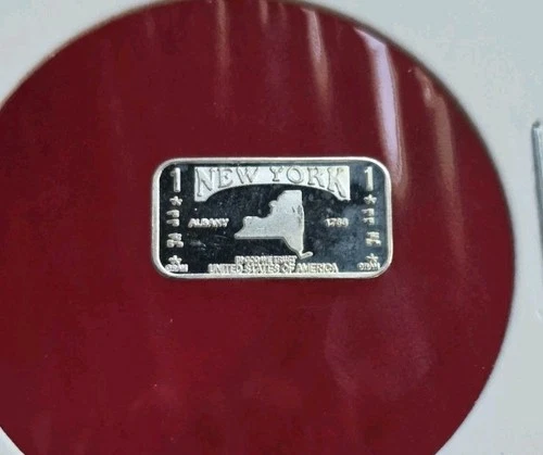 State Of New York - 1 Gram .999 Fine Pure Silver Bullion Mini Bar Ingot Coin