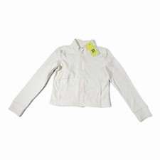 All in Motion Girls Medium (8) Cream Full Zip Ribbed Slim Fit Crop Jacket