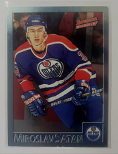 1996 Bowman Rookie Blue Foil #112 Miroslav Satan RC Edmonton Oilers NHL Card. rookie card picture
