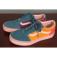 Vans Old Skool Colorblock Suede Off the Wall Sz 5 Womens Aqua Pink Yellow Purple