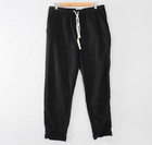 Country Road Womens Pull On Pants Size 12 Black Poplin Cotton Pockets Straight
