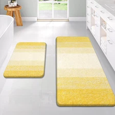 OLANLY Bathroom Rug Set 2 Piece, Soft Absorbent Microfiber Bath Rug Set, Non-Sli
