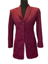 Wine Red Brocade Women's Gothic Blazer Vintage Shoulder Pads Size S