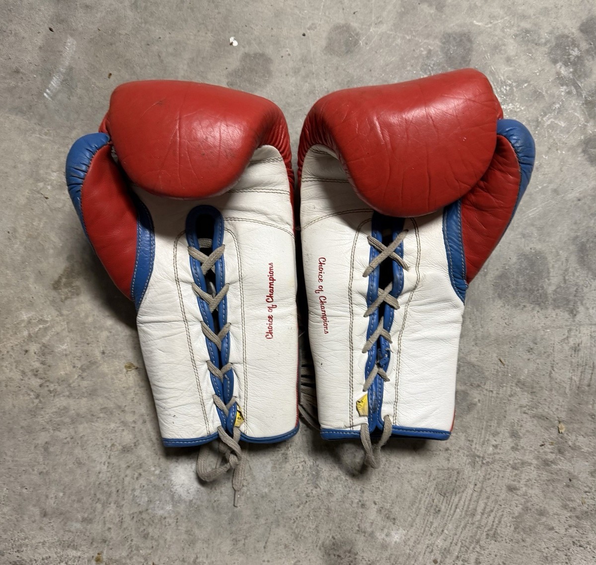 Everlast Powerlock Boxing Gloves 16oz Lace Up Leather RWB Red