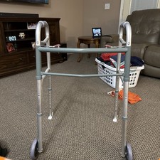 Medical Deluxe Two Button Folding Walker with 5" Wheels