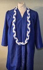 Blue White Graduation Lei Triple Ribbon Single Leis Celebration Lei Ready2Ship