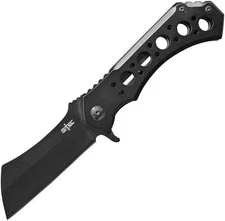 S-TEC Framelock Cleaver Black Stainless Steel Folding Pocket Knife 004BK