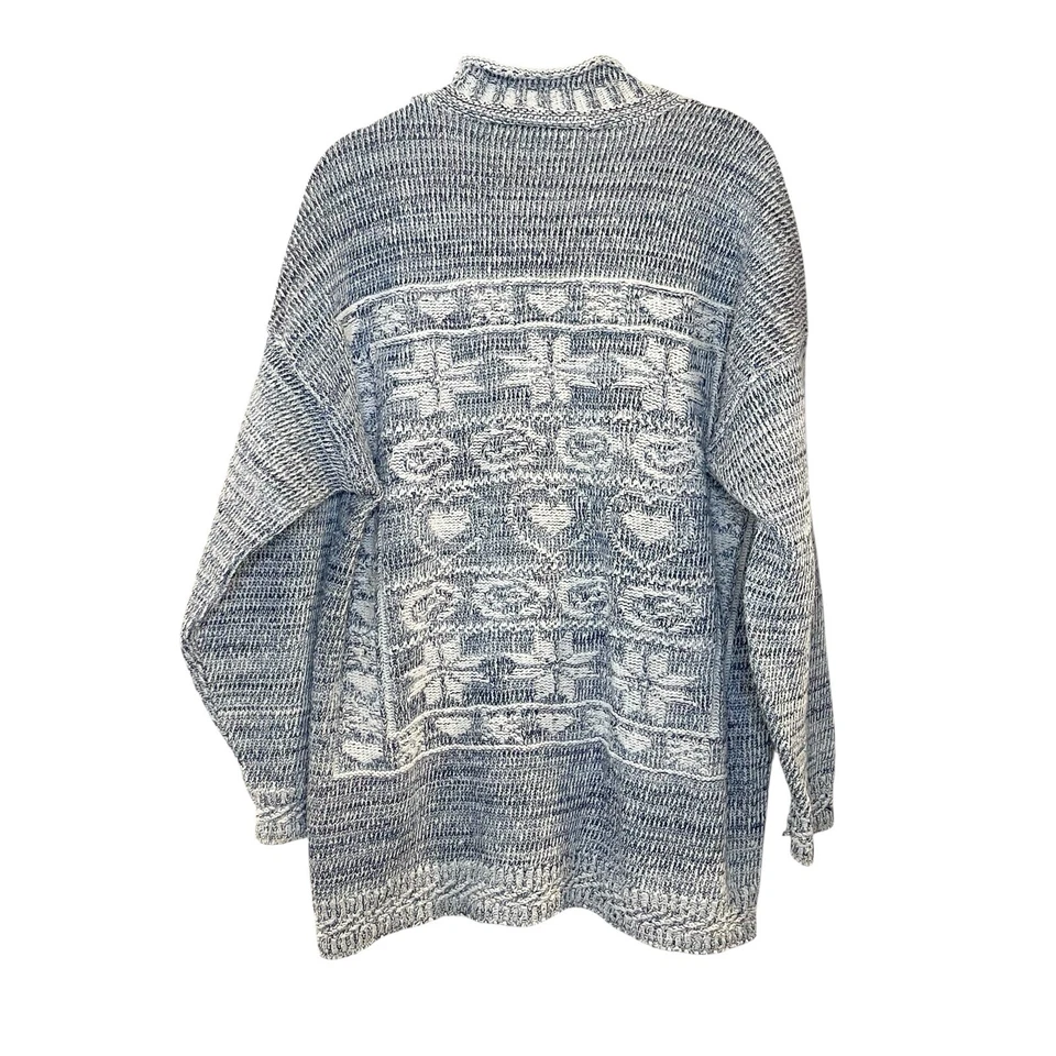 Suéter Vintage Años 80 90 Corte 4 U Cottagecore Nordic Fair Isle Acogedor Azul Algodón L Foto 3 de 4