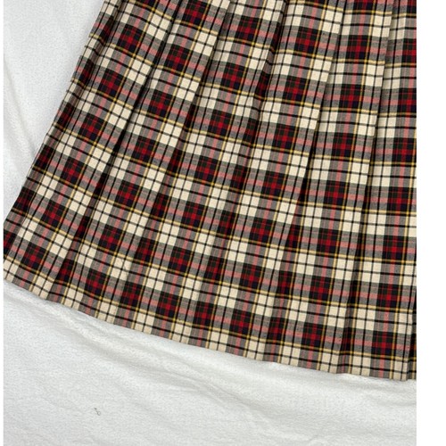 Gonna Susan Bristol vintage a quadri vita elastica plissettata midi rossa bianca 28 vita - Foto 3 di 10