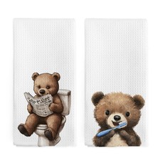 Funny Bear Hand Towels for Kids Bathroom Set of 2, Cute Bear Lovers Gifts Dis...