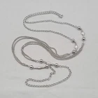 Vintage Long Double Chain Necklace Silver tone Estate Costume Jewelry 52"
