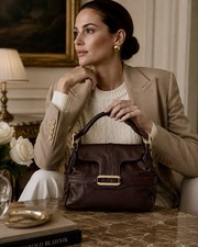 Jimmy Choo Tulita Espresso Brown Leather Bagu...