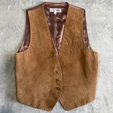 Vintage B.B. Dakota Women Suede Leather Vest Medium Brown Size L Cowboy Western