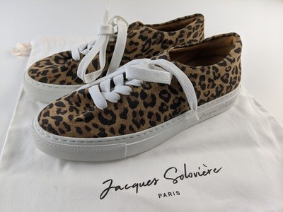 Jacques Soloviere Paris Italy Herve Sneaker Women 37 6.5  Leopard Suede Luxury