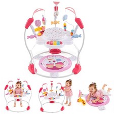 Baby Bouncer Activity Center Infant Jumper and Table w/ 360  Rotary Seat Pink