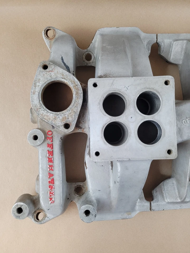 Colector de admisión Offenhauser 2x4 doble cuádruple aluminio 49-58 Oldsmobile 303 324 371 Foto 2 de 4