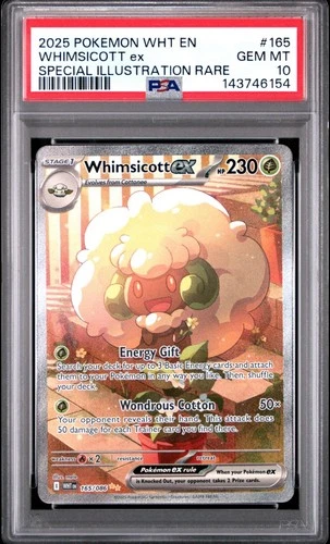 PSA 10 WHIMSICOTT EX 165/086 SPECIAL ILLUSTRATION RARE WHITE FLARE POKEMON 🍃