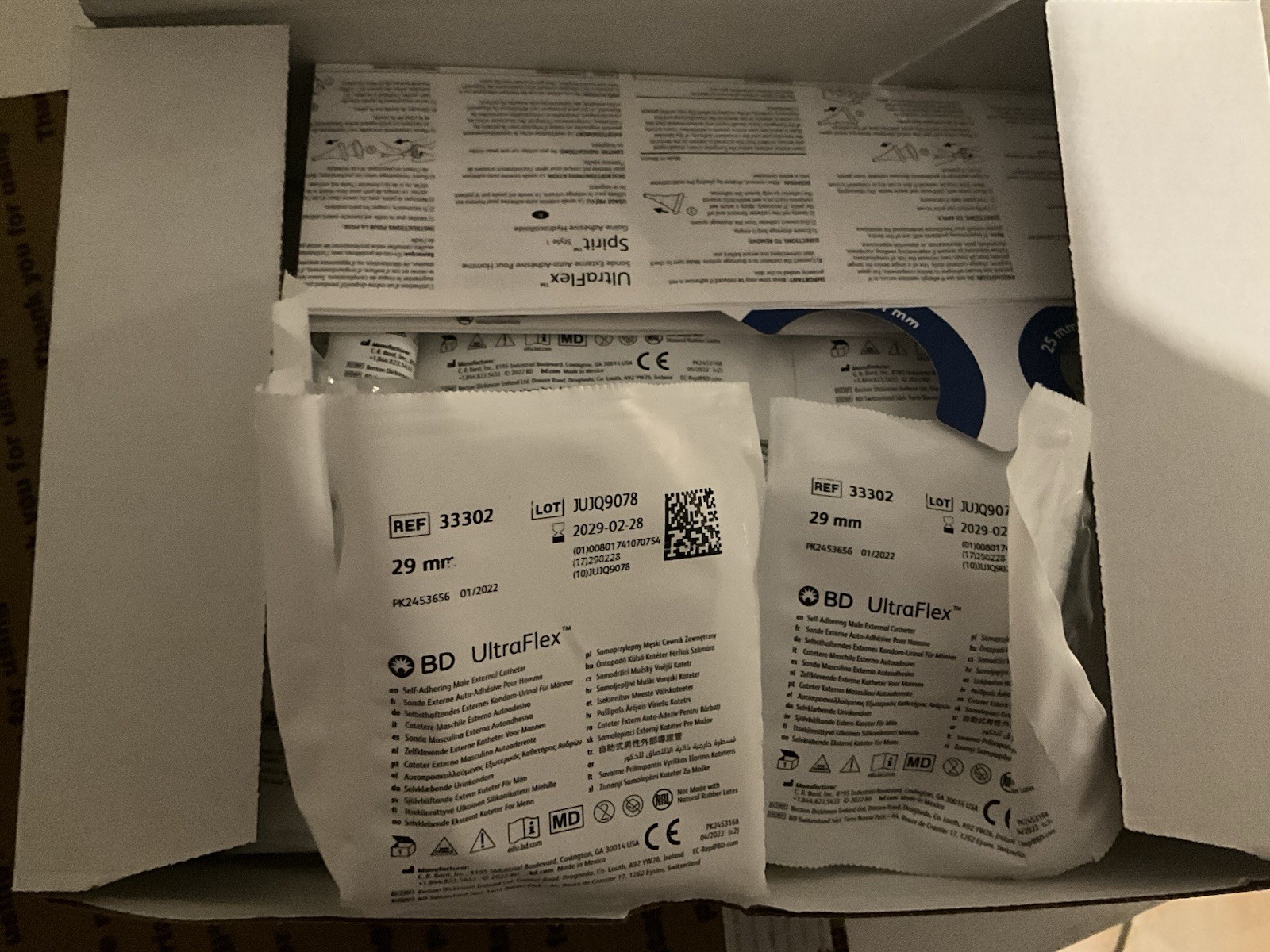 Lot 30 BD Self Adhering Ultra Flex Male External Condom Catheter Medium 29mm