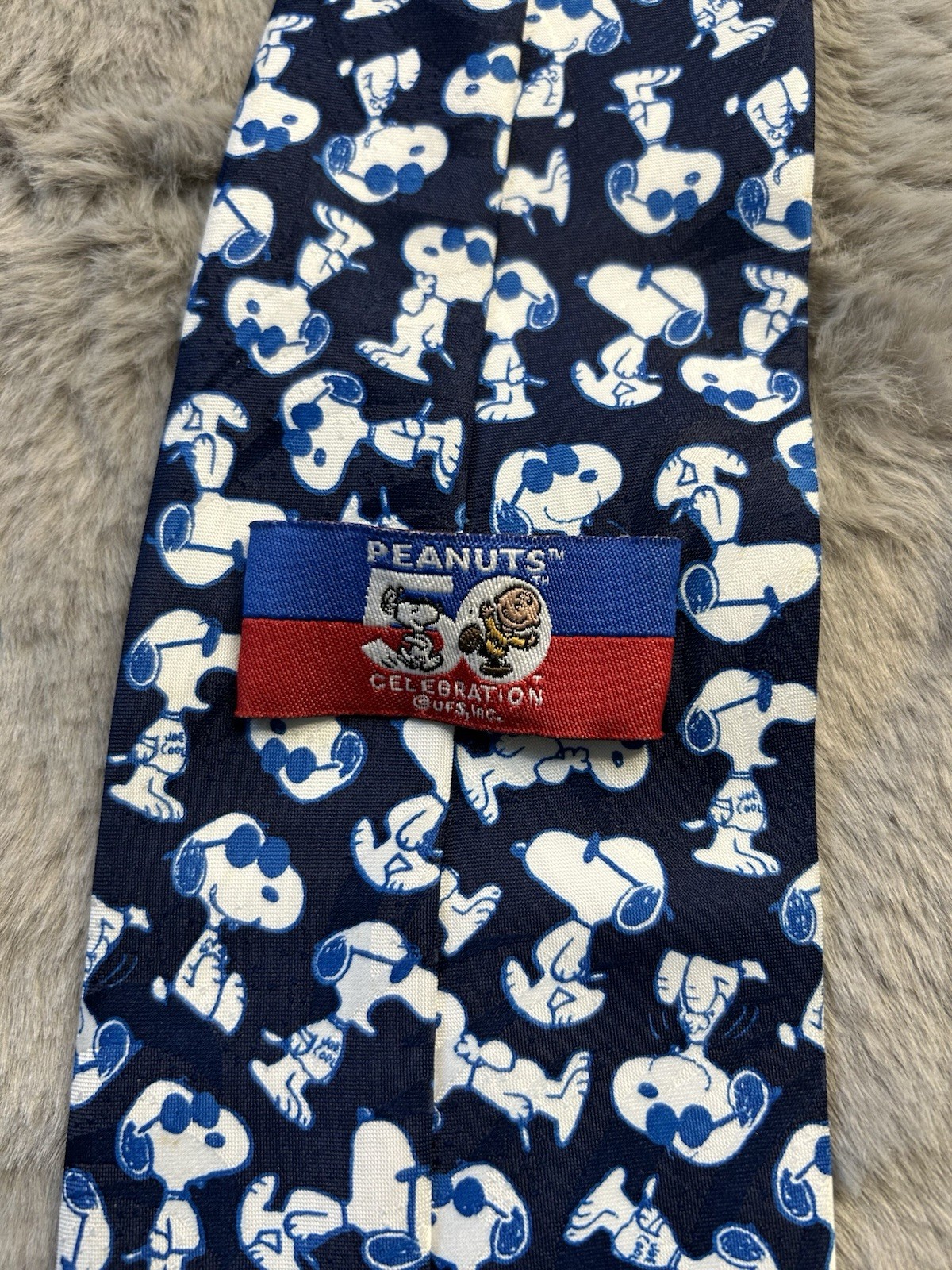 Peanuts Men's Snoopy Character Print Tie Blue/White Polyester Woven ...