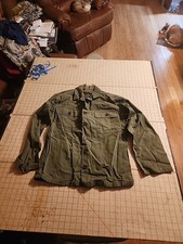 Vintage 50s US Army HBT Herringbone Twill Utility Shirt - Korean War See Measure