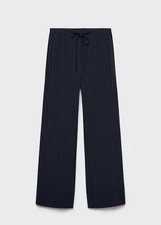 MNG Mango CHALK-STRIPE STRAIGHT TROUSERS Pants - Size Large