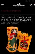 Scotty Cameron 2020 Hawaiian Open Dashboard Hula Dancer Golf Putter Head Cover