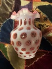 fenton pink coin dot vase 8.5"