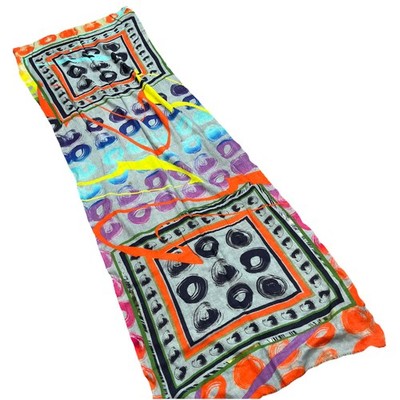 Asian Eye Multi Wool & Silk Scarf 26 X 74 In Few Small Flaws Abstract