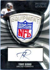 TONY ROMO 2009 TOPPS UNIQUE BLACK GAME USED NFL SHIELD PATCH AUTO SP 1/1