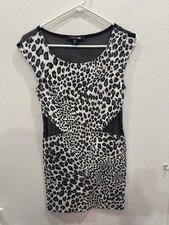 FOREVER 21 Sleeveless Leopard Print Bodycon Dress Size Medium Mesh Panels