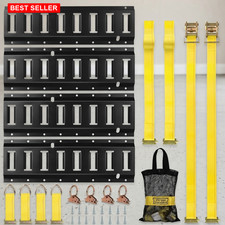 E Track Tie Down Kit 4 Rails 16 In Alloy Steel Yellow 2 Ratchet Straps Anchors