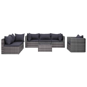 vidaXL Gartenmöbel 7-tlg. Poly Rattan Grau Sofa Sitzgruppe ...
