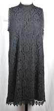 NEW NWT Xhilaration Asphalt Dark Gray Sleeveless High Neck Lace Shift Dress L