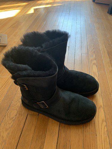 Kirkland Shearling Black Buckle boots Women US size 7 (Real Sheepskin Fur) - Picture 3 of 15