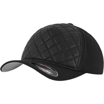 Flexfit Diamond Quilted Cap black Basecap Kappe Mütze Hut Hat gesteppte Front