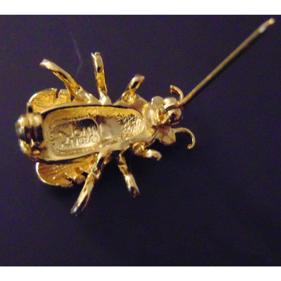 Joan Rivers RUSO Miel BEE BROCHE Esmalte Amarillo Negro Oro Rojo Cabujón Foto 4 de 4