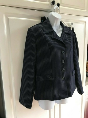 Pre-Owned Women's Spago Blazer/Skirt Set size 10 Black with Lines - Picture 3 of 8